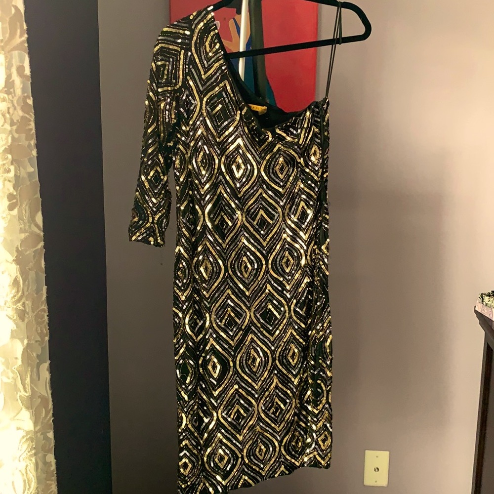 Alice + Olivia One Shoulder Beaded Dress - Size 10